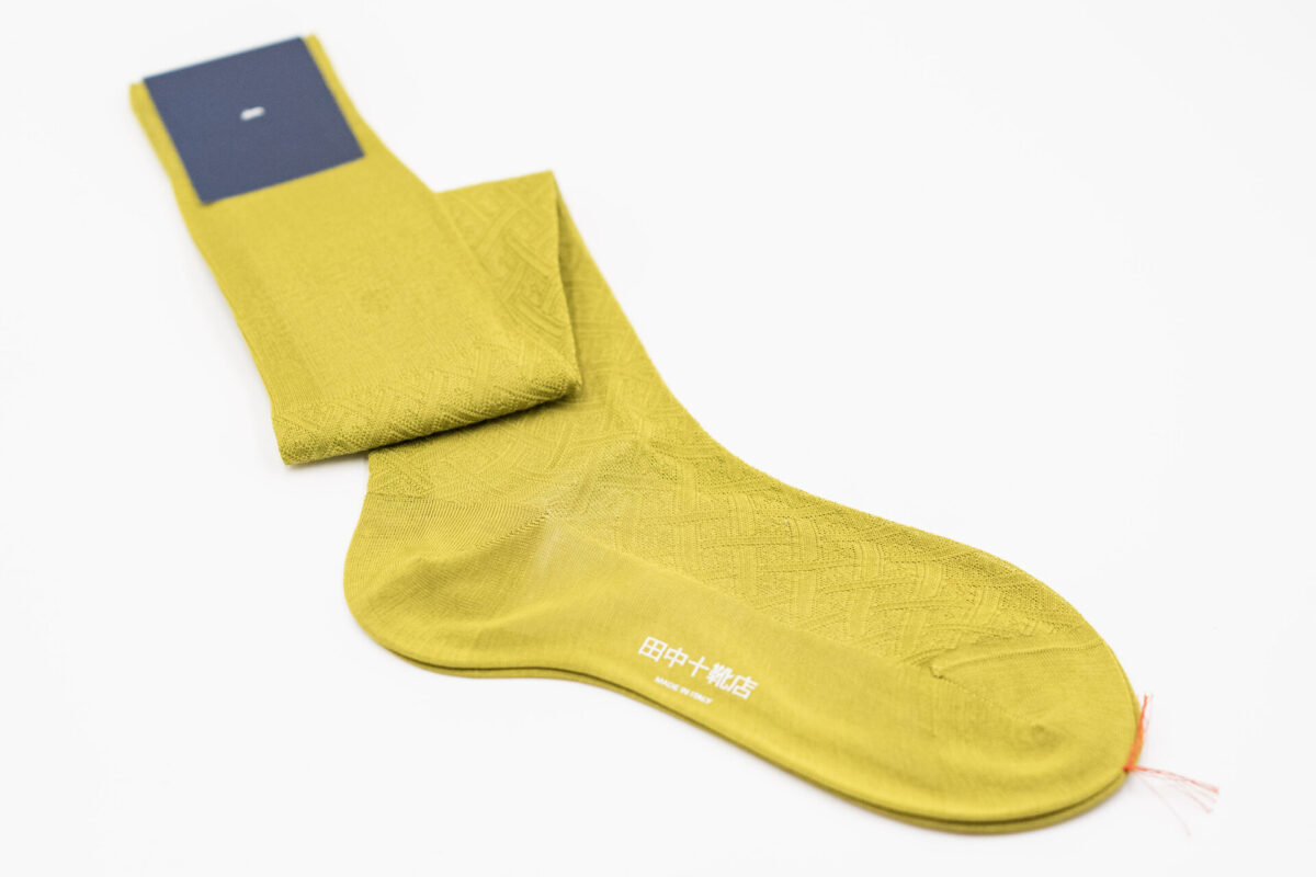 田中十靴店ホーズ　バイアス柄 chartreuse green(黄緑)