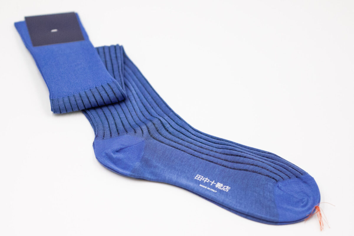 田中十靴店ホーズ　シャドーストライプ pale blue-grey×navy blue