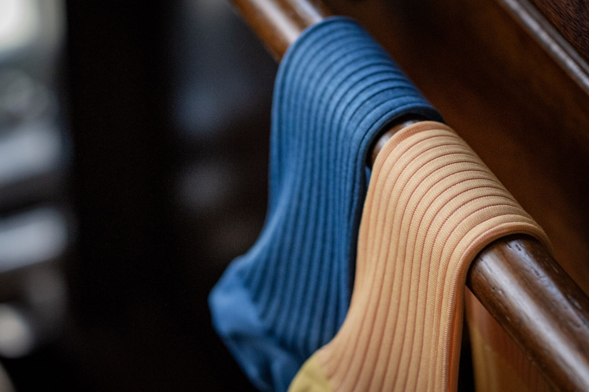 田中十靴店ホーズ シャドーストライプ soft yellow×rose pink - 画像 (5)