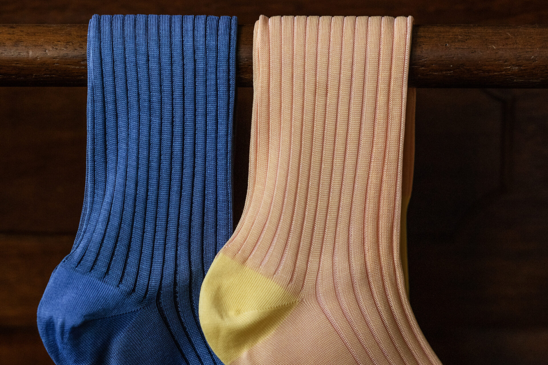 田中十靴店ホーズ シャドーストライプ soft yellow×rose pink - 画像 (4)