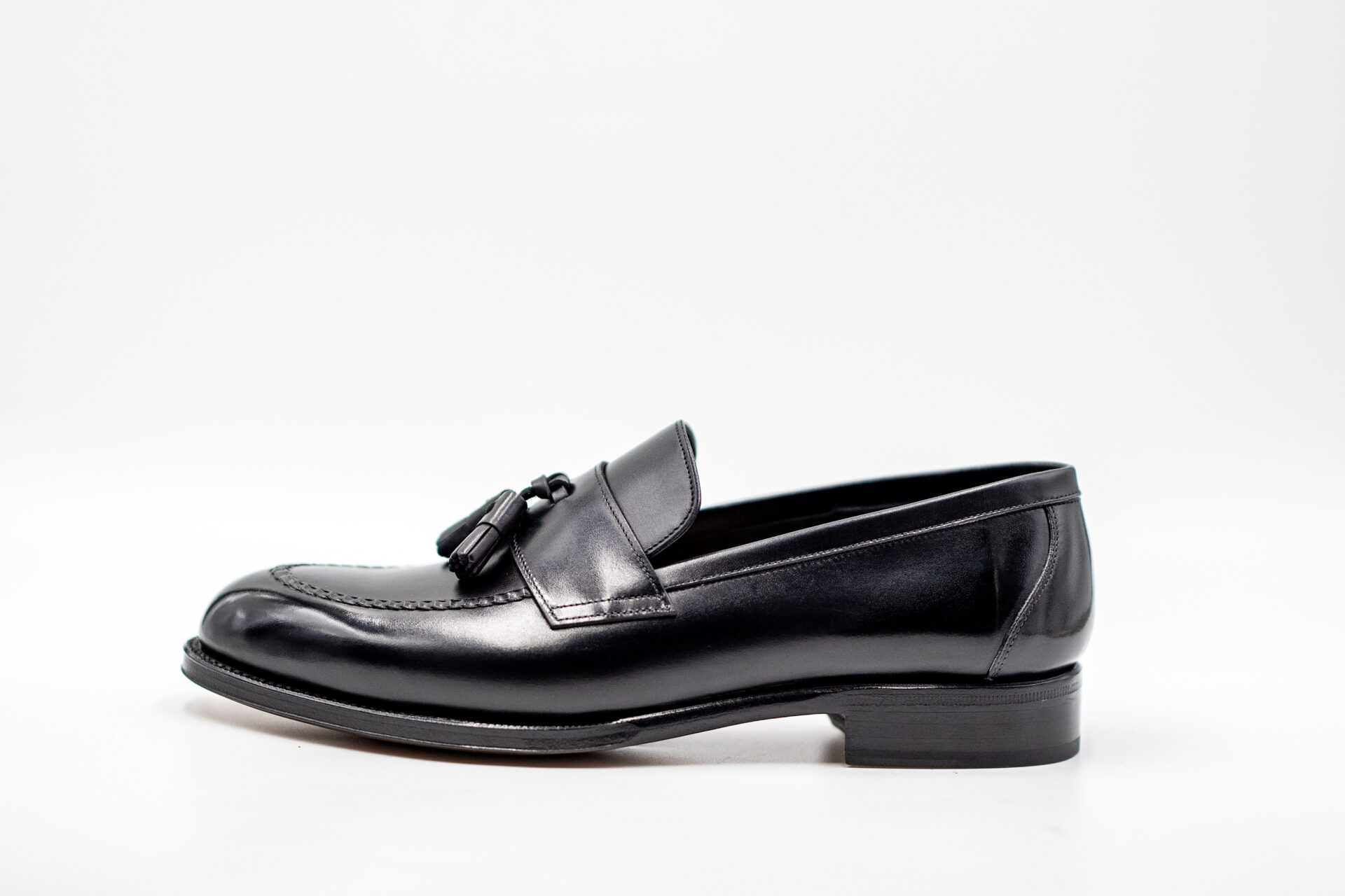 TLB Mallorca Half-Saddle Tassel Loafer Box Calf Negro