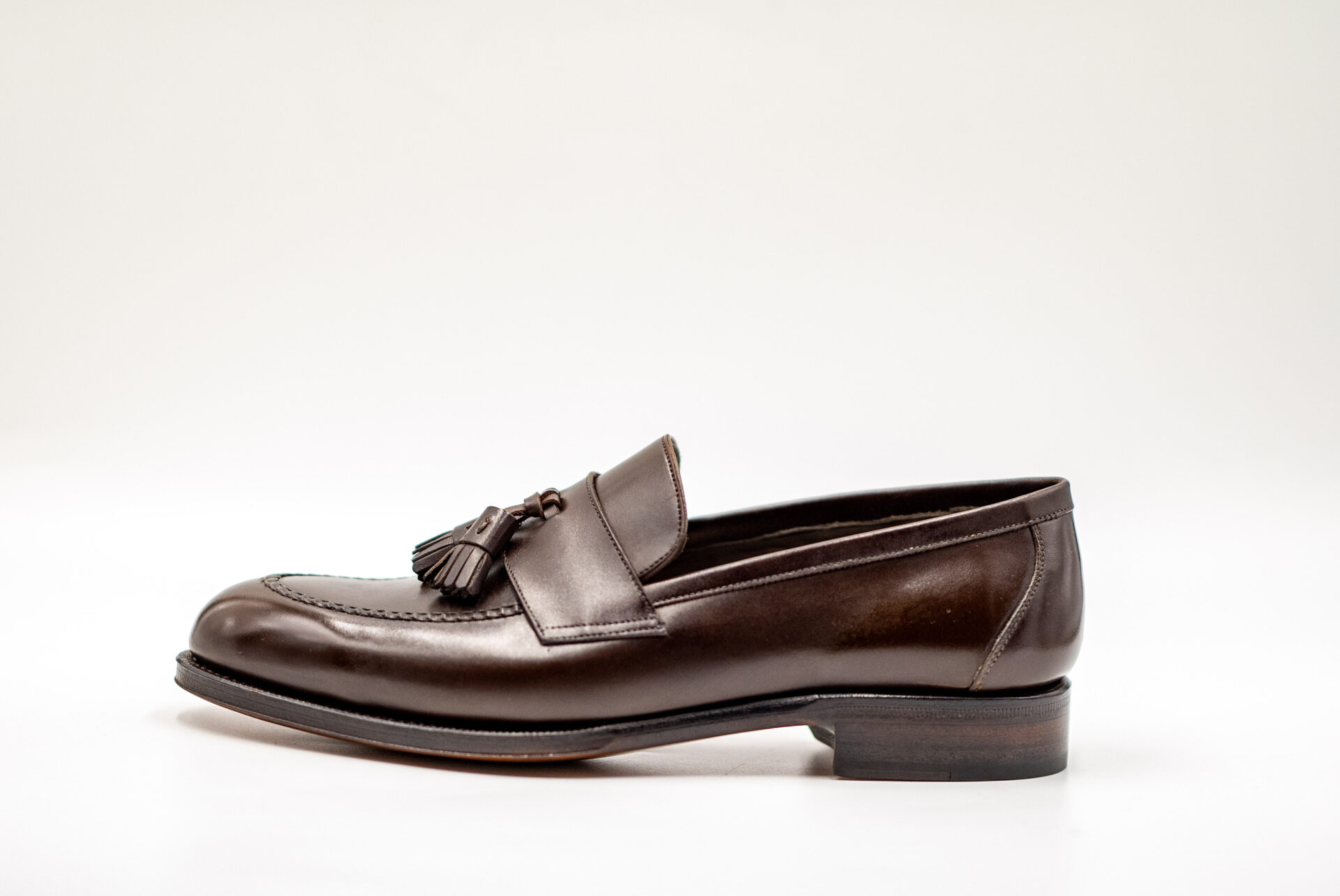 TLB Mallorca Half-Saddle Tassel Loafer Box Calf Marron